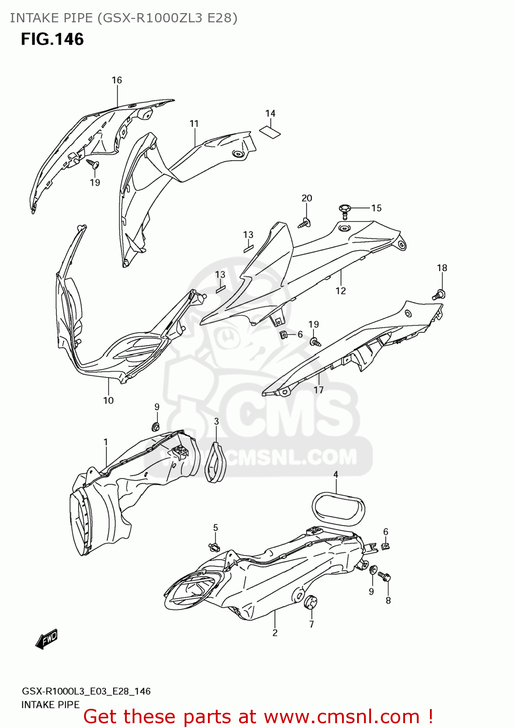 INTAKE PIPE (GSX-R1000ZL3 E28) GSXR1000 2013 (L3) USA (E03)