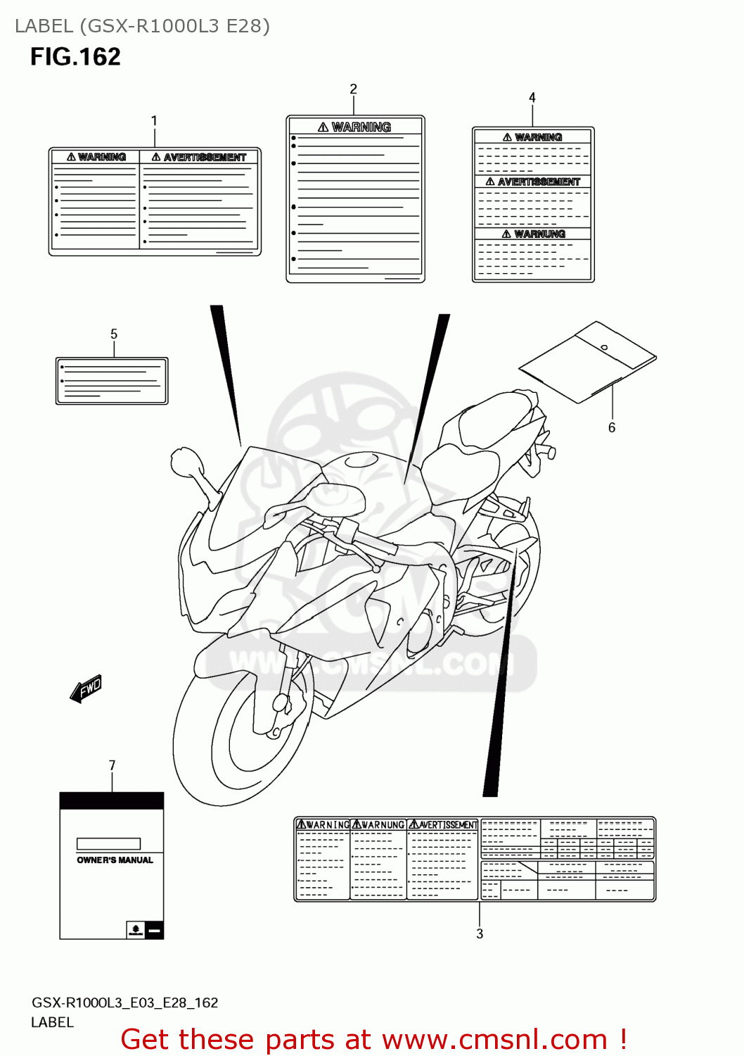 LABEL (GSX-R1000L3 E28) GSXR1000 2013 (L3) USA (E03)