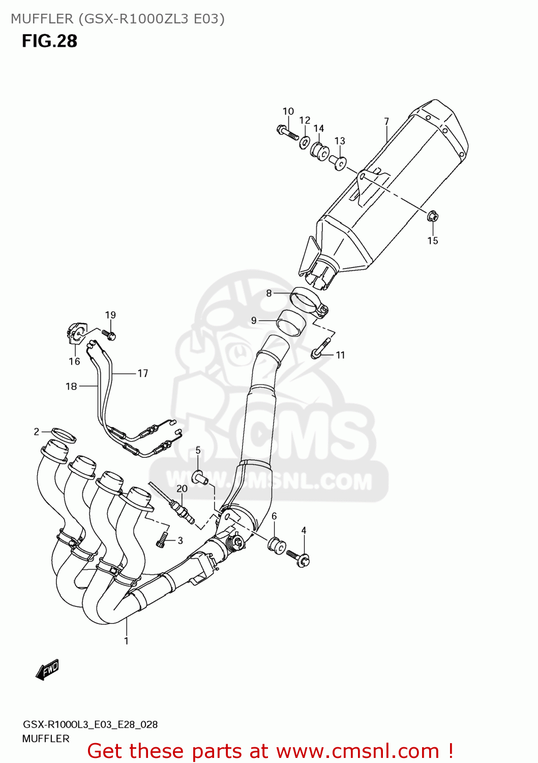 MUFFLER (GSX-R1000ZL3 E03) GSXR1000 2013 (L3) USA (E03)