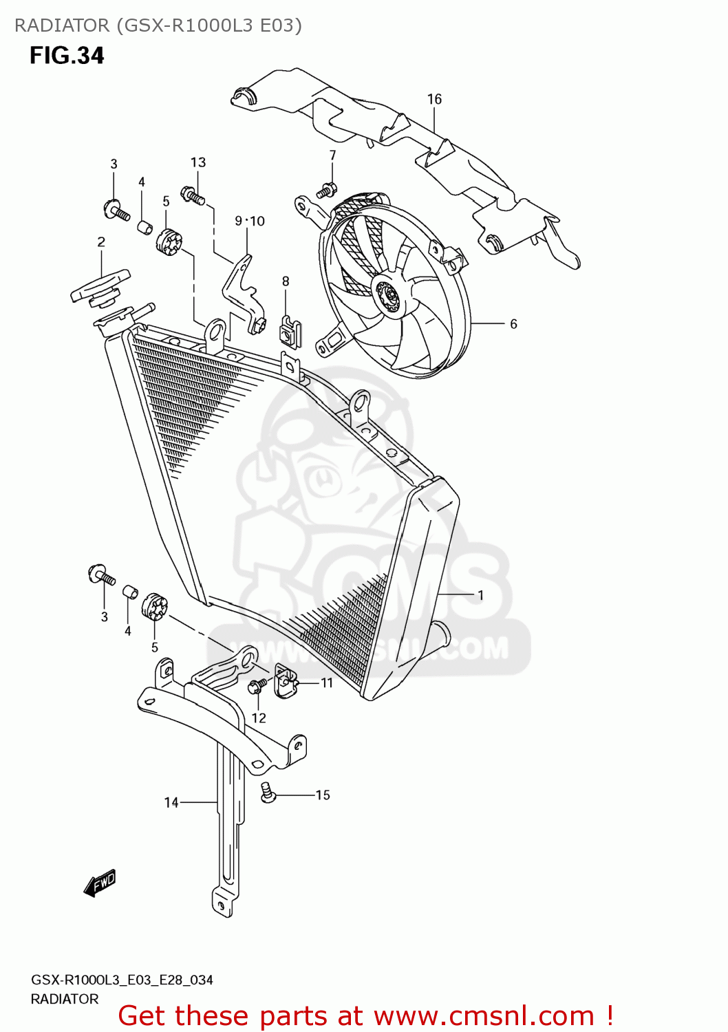RADIATOR (GSX-R1000L3 E03) GSXR1000 2013 (L3) USA (E03)