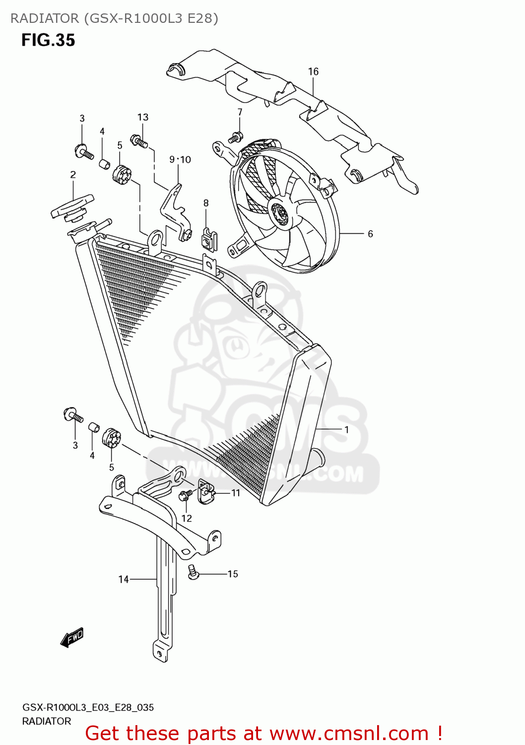RADIATOR (GSX-R1000L3 E28) GSXR1000 2013 (L3) USA (E03)