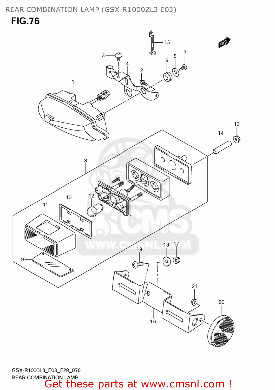 REAR COMBINATION LAMP (GSX-R1000ZL3 E03) GSXR1000 2013 (L3) USA (E03)