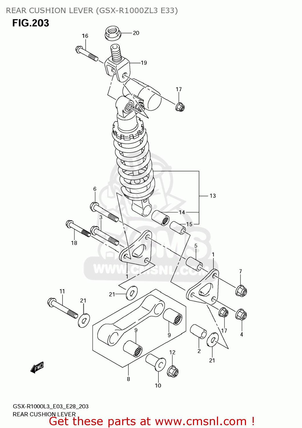 REAR CUSHION LEVER (GSX-R1000ZL3 E33) GSXR1000 2013 (L3) USA (E03)