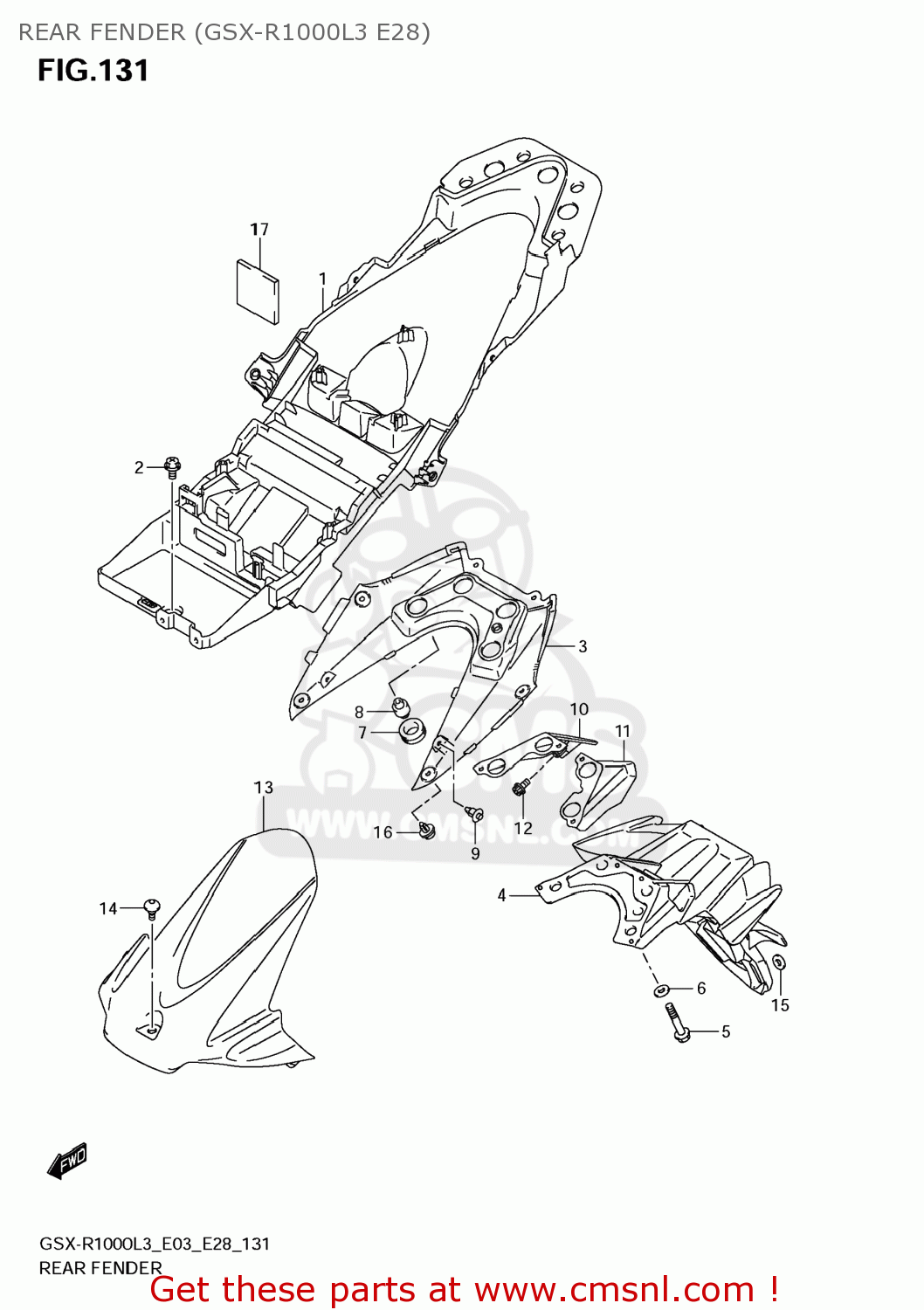 REAR FENDER (GSX-R1000L3 E28) GSXR1000 2013 (L3) USA (E03)