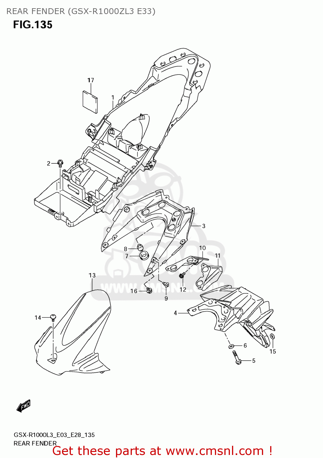 REAR FENDER (GSX-R1000ZL3 E33) GSXR1000 2013 (L3) USA (E03)