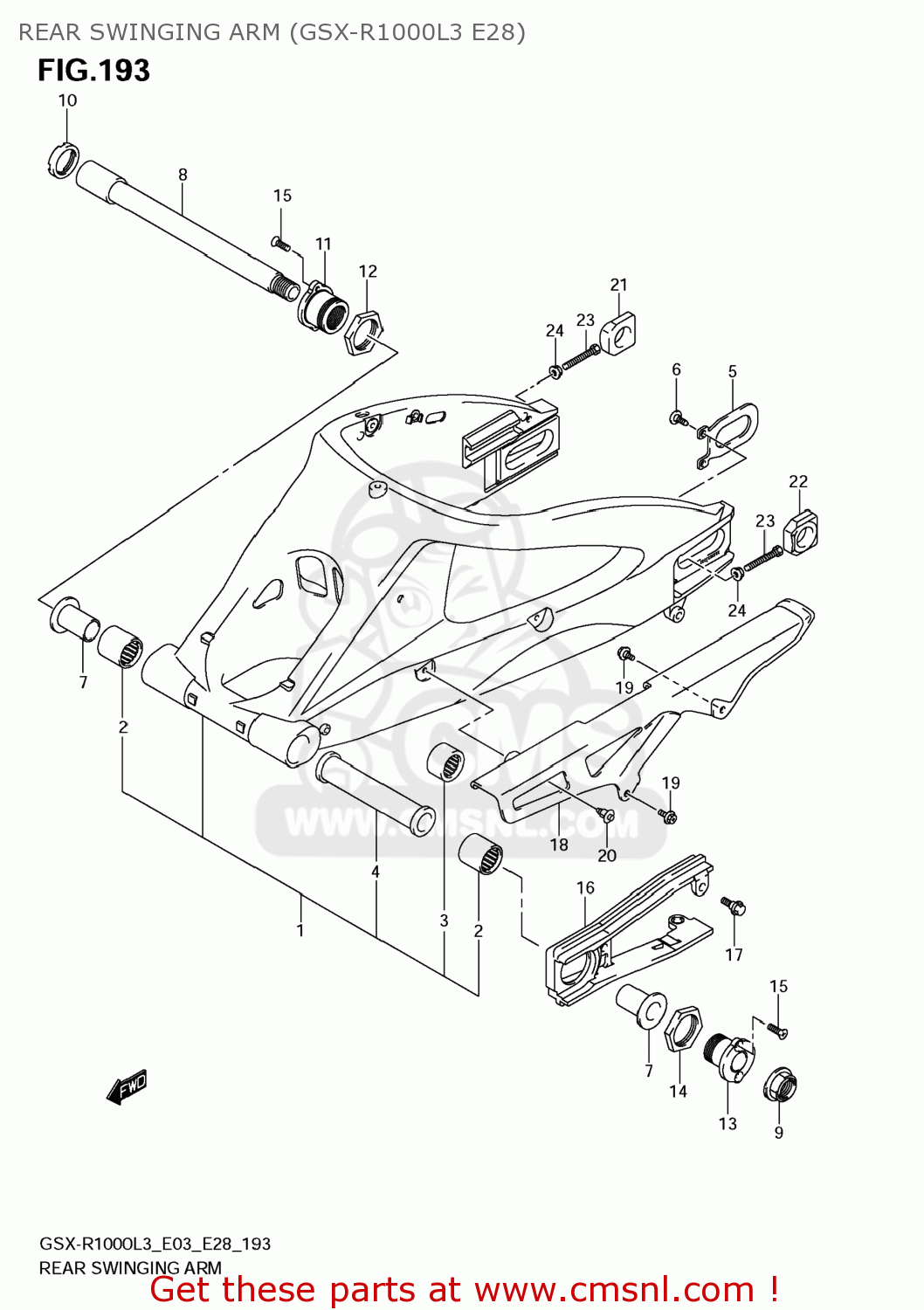 REAR SWINGING ARM (GSX-R1000L3 E28) GSXR1000 2013 (L3) USA (E03)