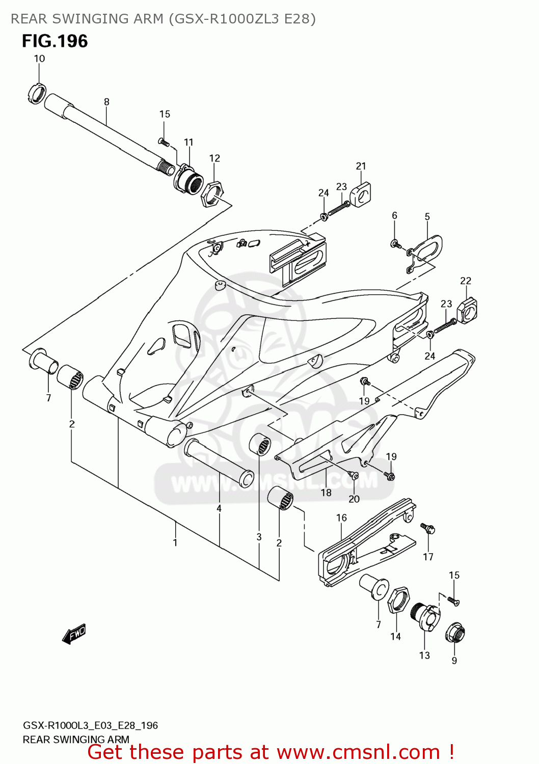 REAR SWINGING ARM (GSX-R1000ZL3 E28) GSXR1000 2013 (L3) USA (E03)