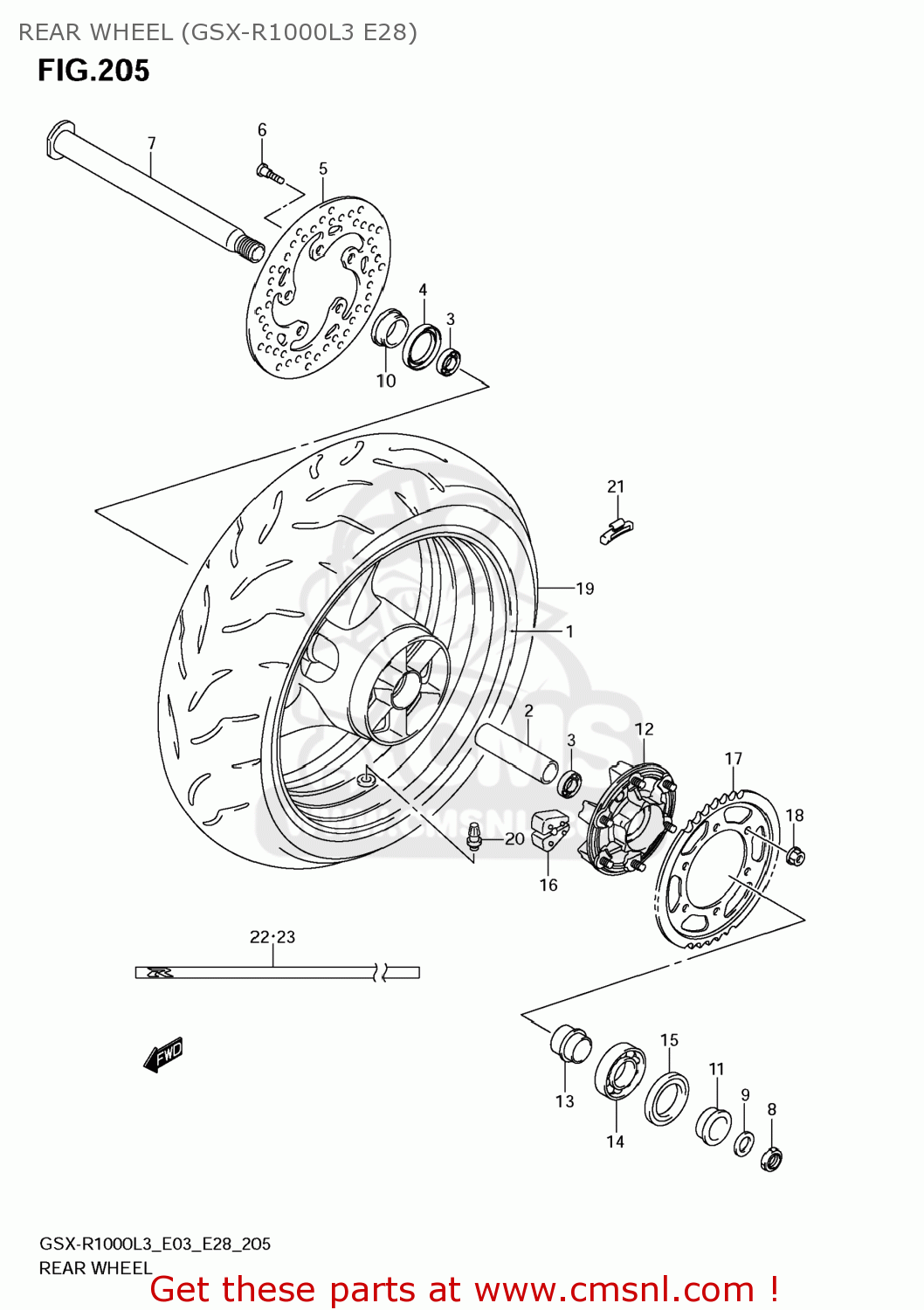 REAR WHEEL (GSX-R1000L3 E28) GSXR1000 2013 (L3) USA (E03)