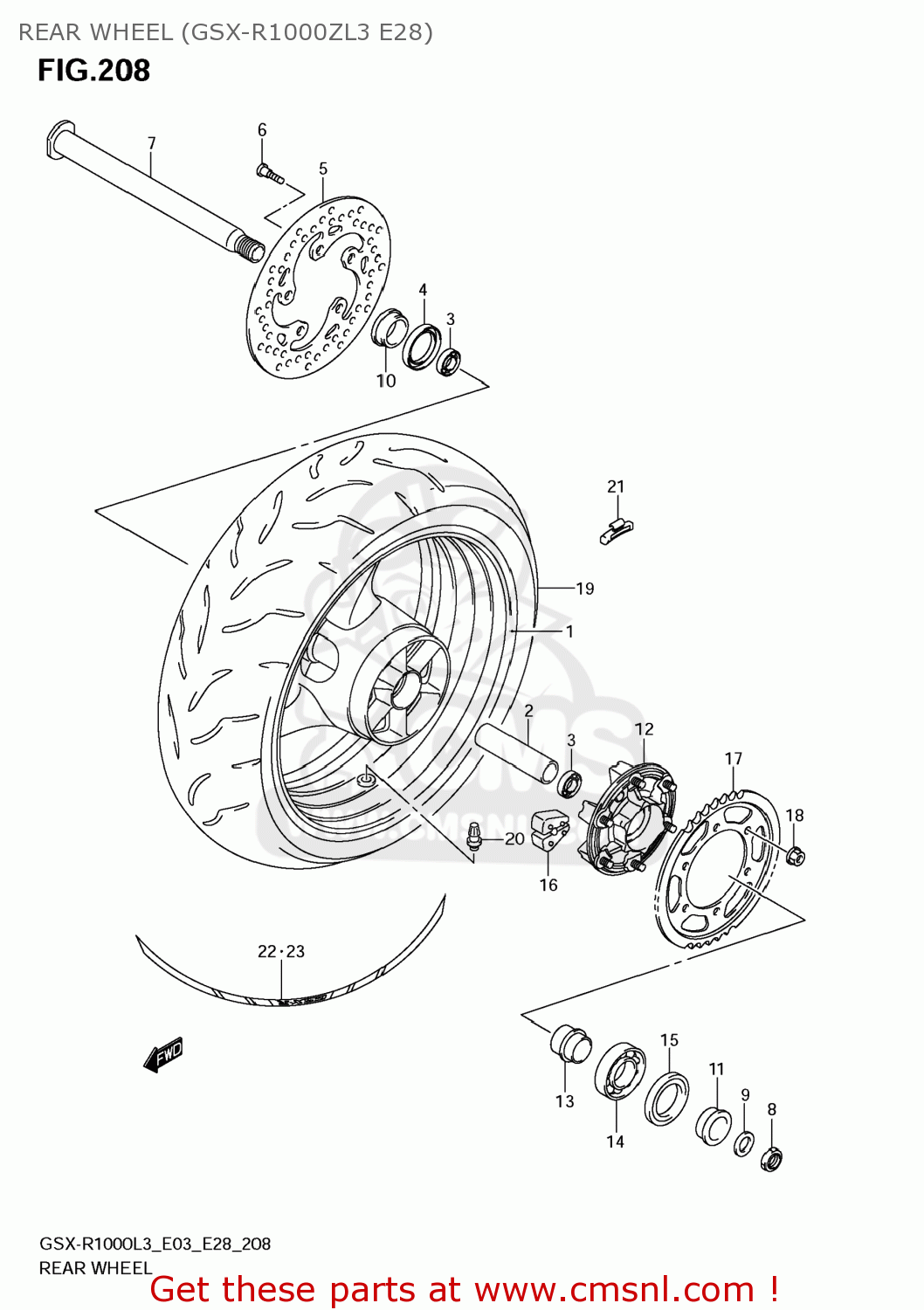 REAR WHEEL (GSX-R1000ZL3 E28) GSXR1000 2013 (L3) USA (E03)