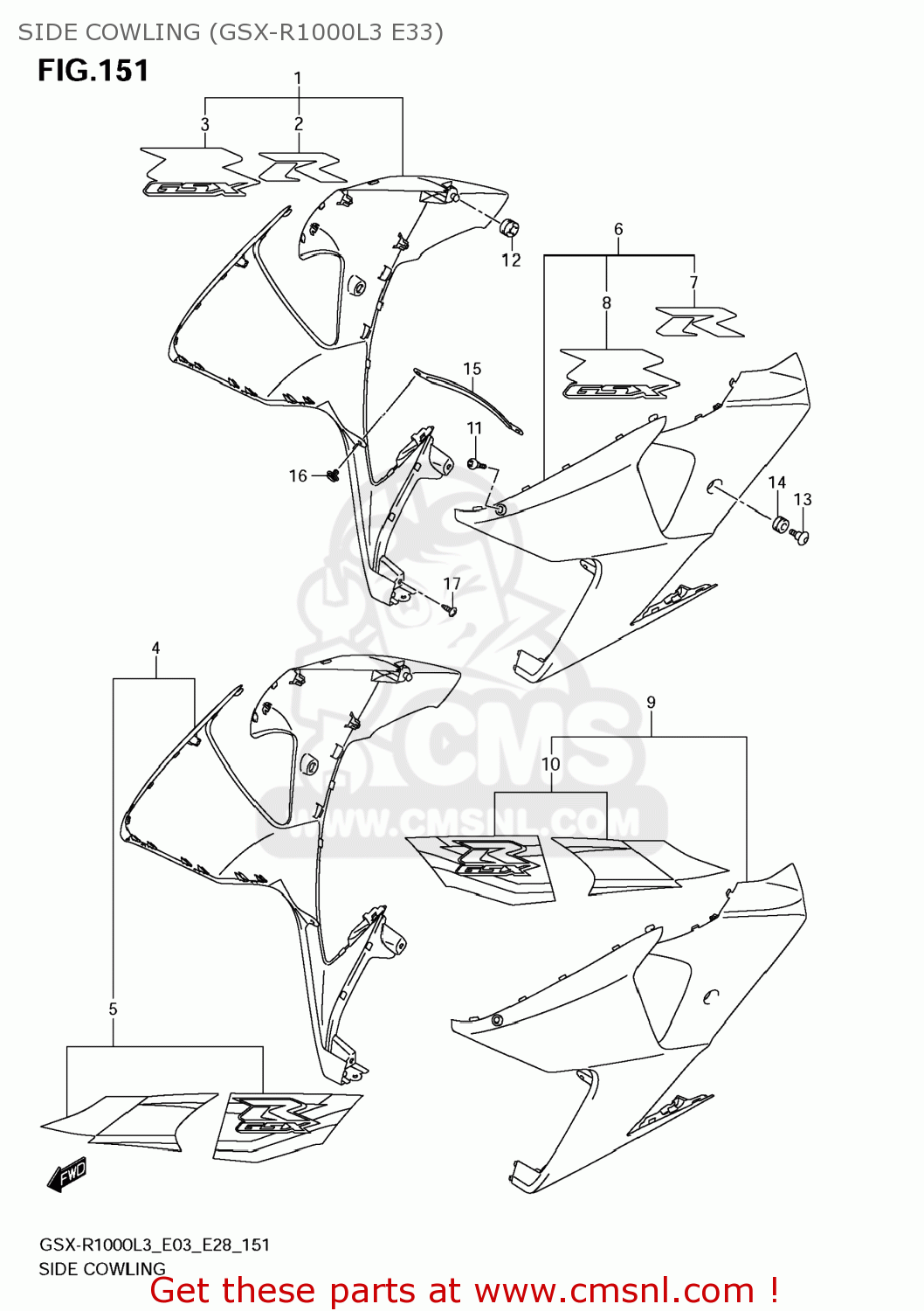 SIDE COWLING (GSX-R1000L3 E33) GSXR1000 2013 (L3) USA (E03)