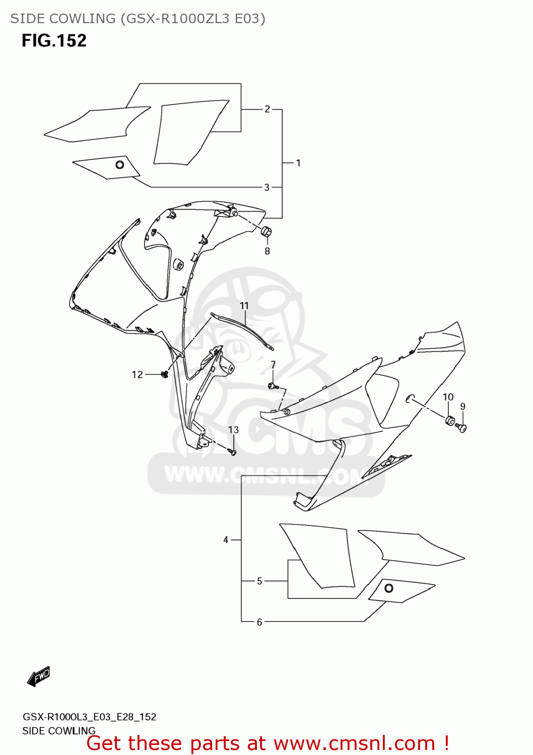SIDE COWLING (GSX-R1000ZL3 E03) GSXR1000 2013 (L3) USA (E03)