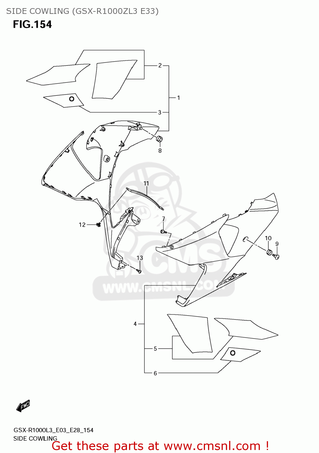 SIDE COWLING (GSX-R1000ZL3 E33) GSXR1000 2013 (L3) USA (E03)