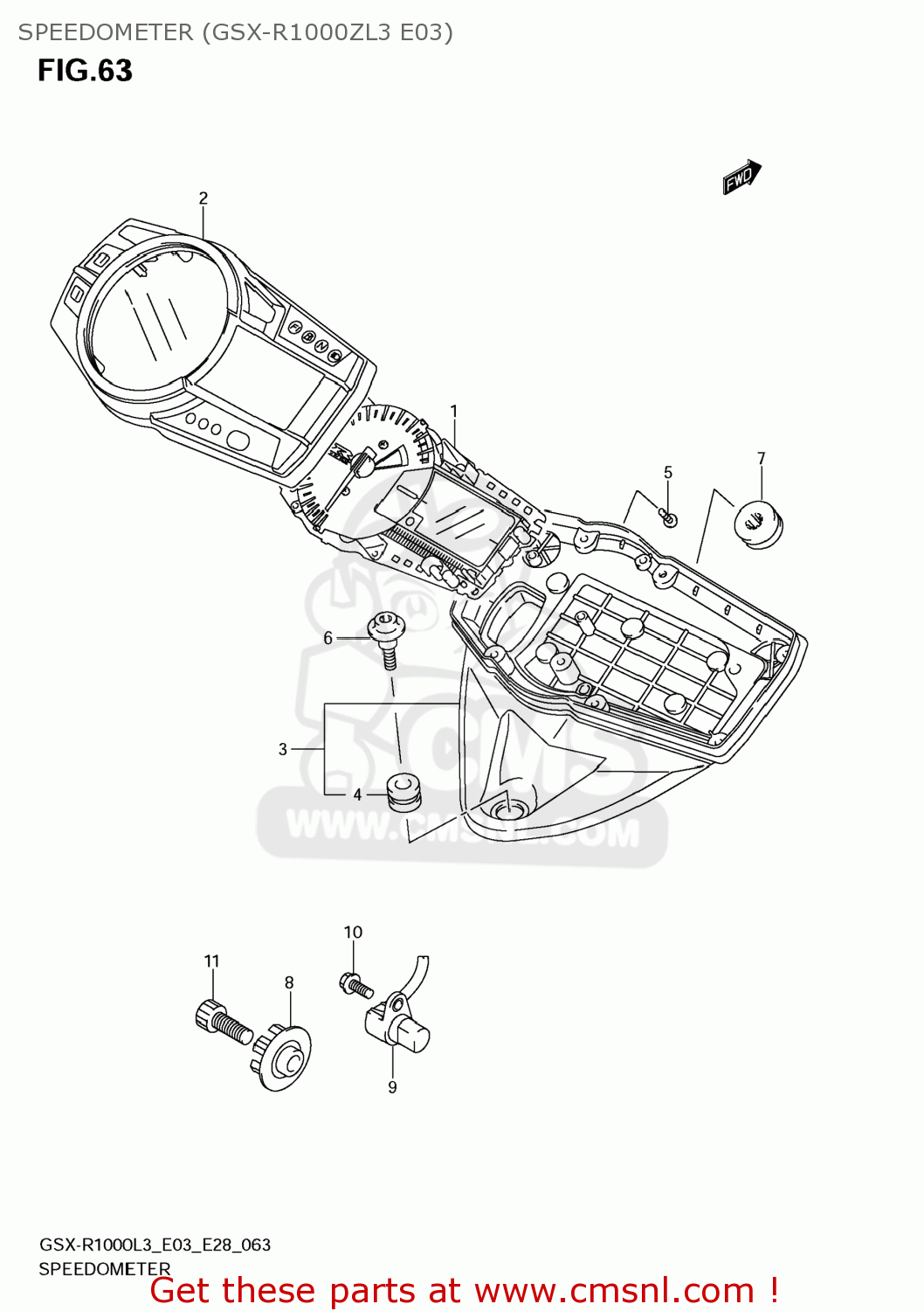 SPEEDOMETER (GSX-R1000ZL3 E03) GSXR1000 2013 (L3) USA (E03)