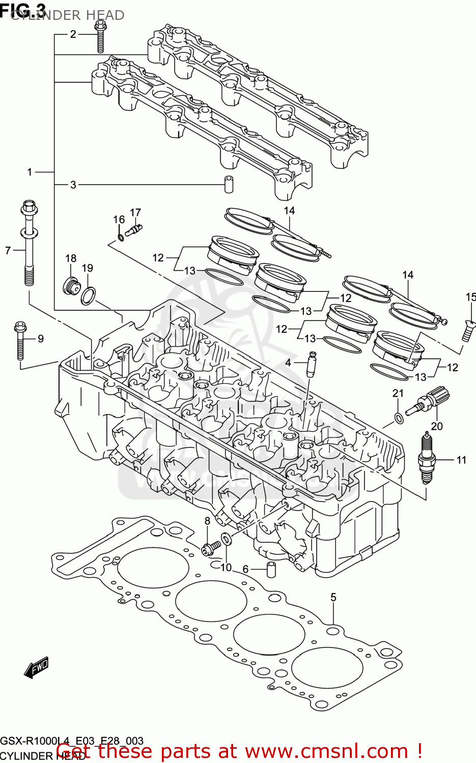 CYLINDER HEAD GSXR1000 2014 (L4) USA (E03)