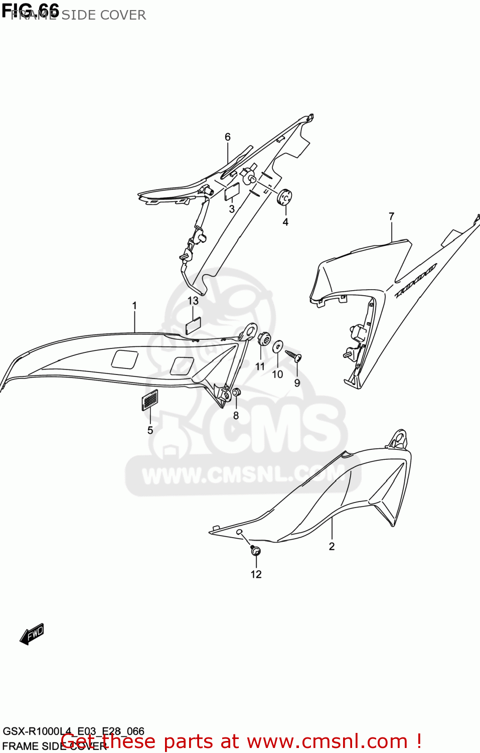 FRAME SIDE COVER GSXR1000 2014 (L4) USA (E03)