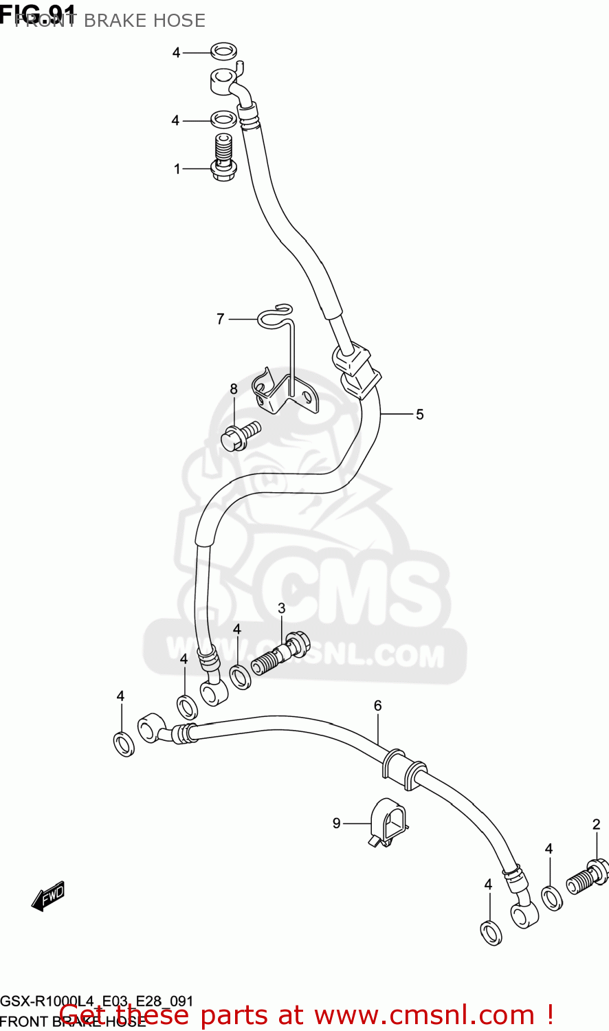 FRONT BRAKE HOSE GSXR1000 2014 (L4) USA (E03)