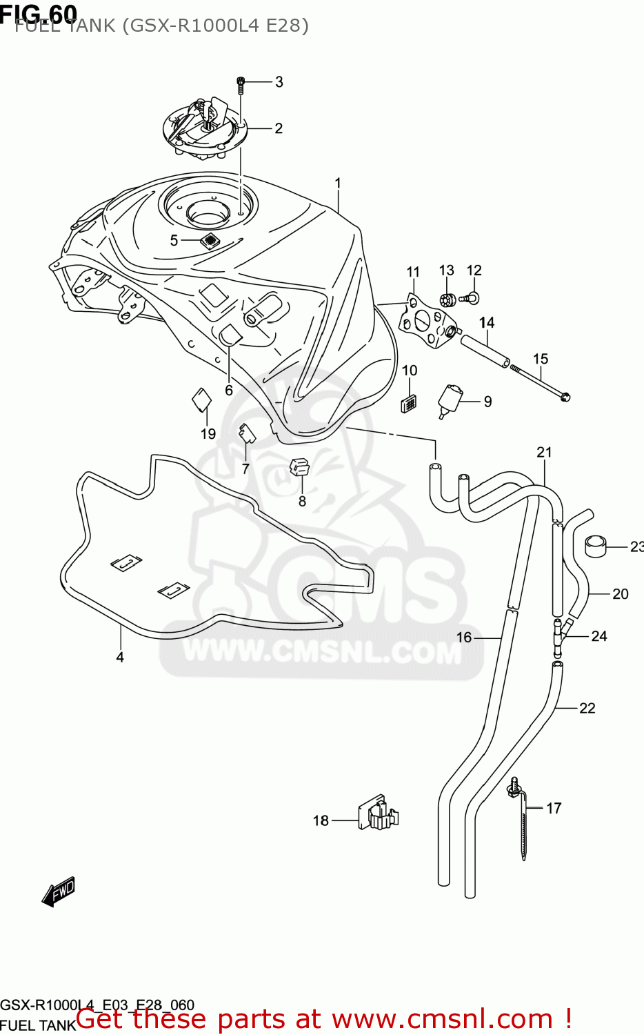 FUEL TANK (GSX-R1000L4 E28) GSXR1000 2014 (L4) USA (E03)