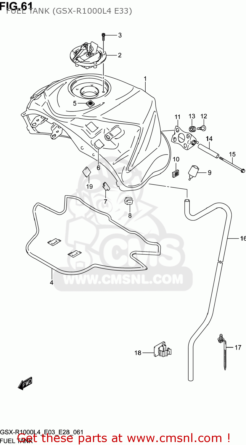 FUEL TANK (GSX-R1000L4 E33) GSXR1000 2014 (L4) USA (E03)