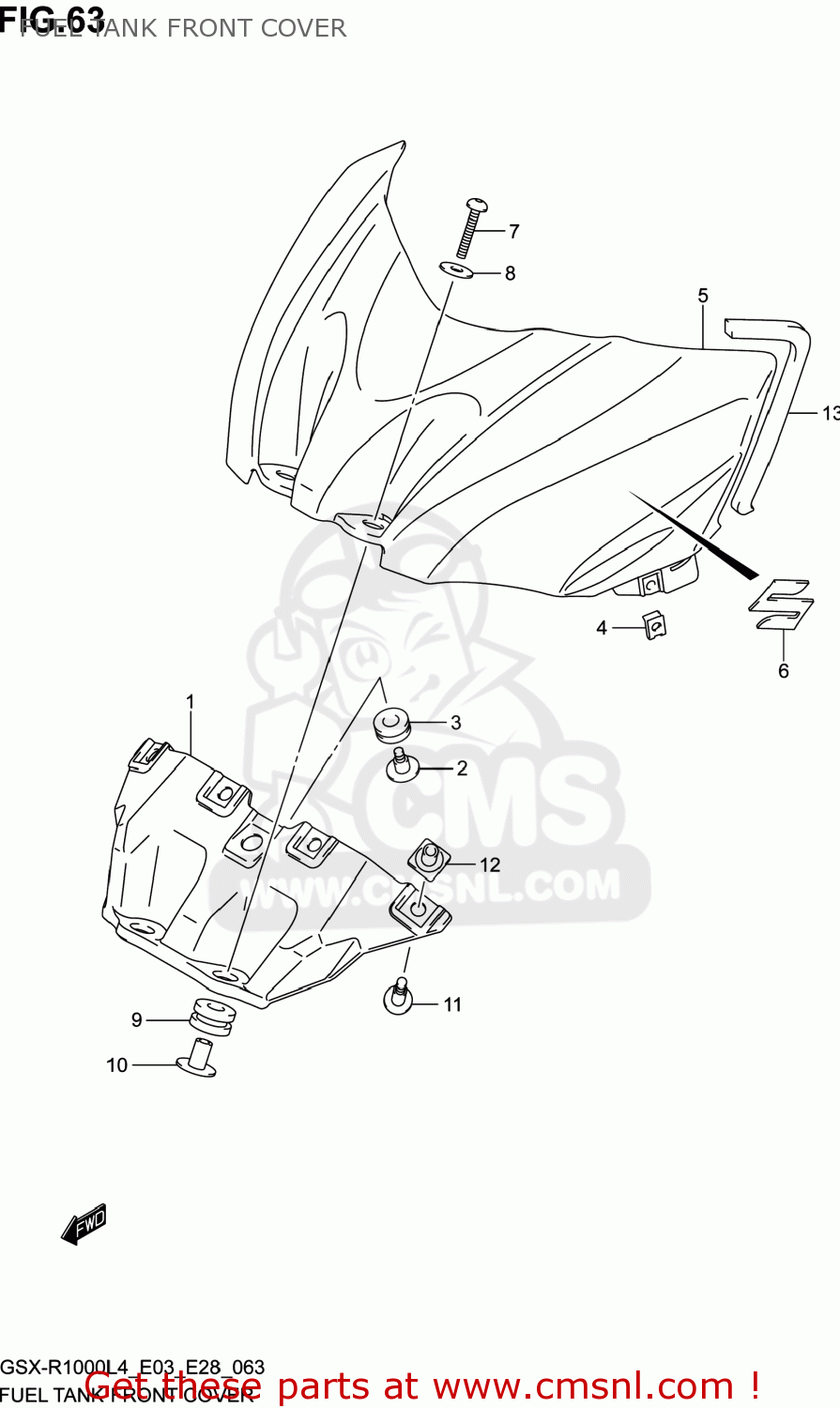 FUEL TANK FRONT COVER GSXR1000 2014 (L4) USA (E03)