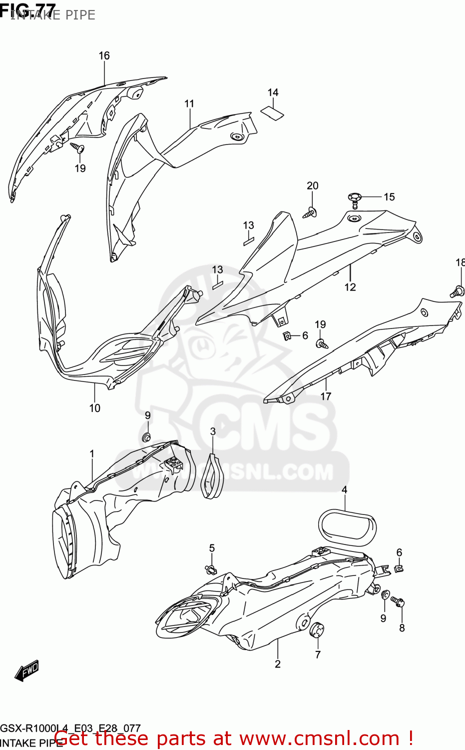 INTAKE PIPE GSXR1000 2014 (L4) USA (E03)
