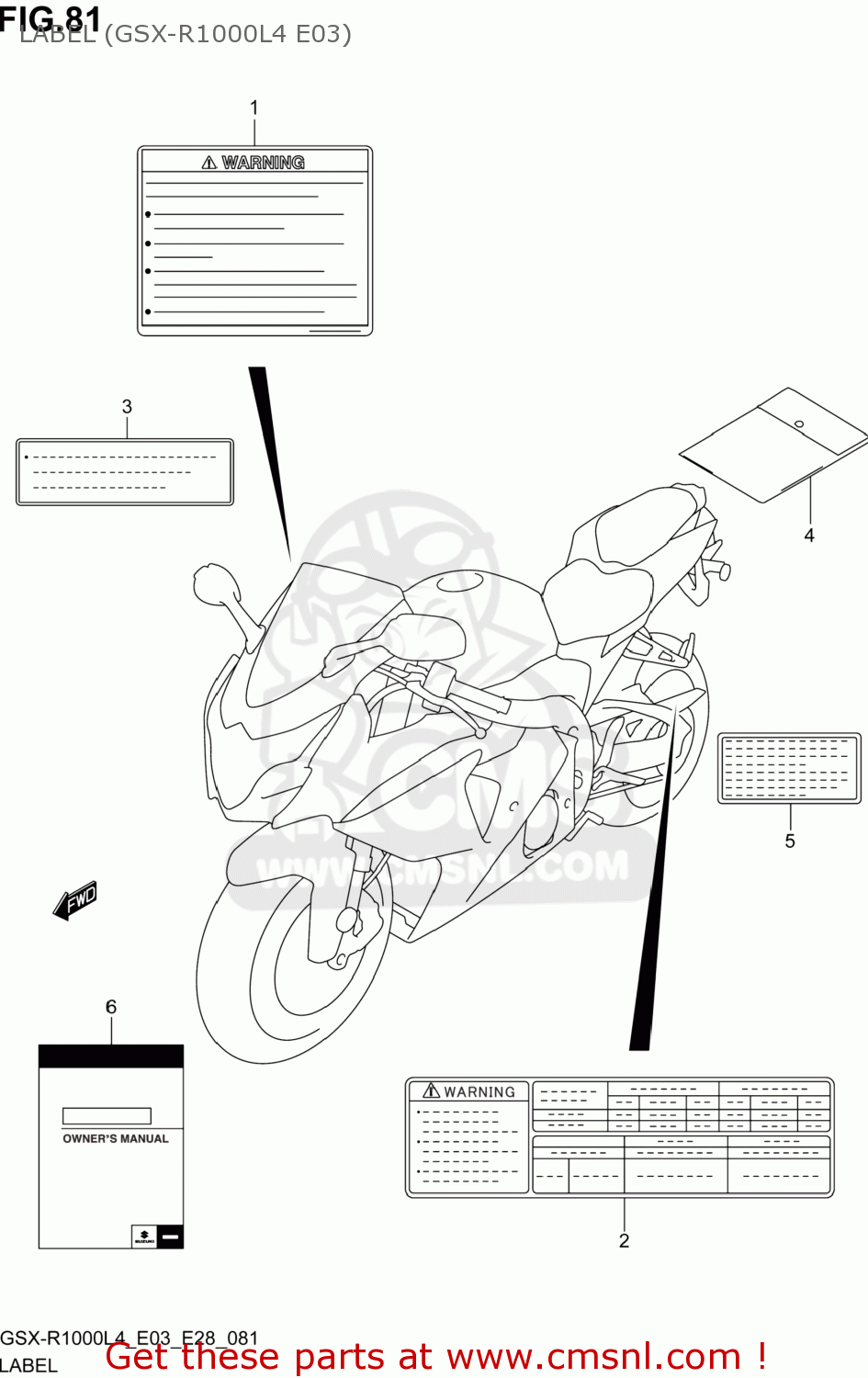LABEL (GSX-R1000L4 E03) GSXR1000 2014 (L4) USA (E03)