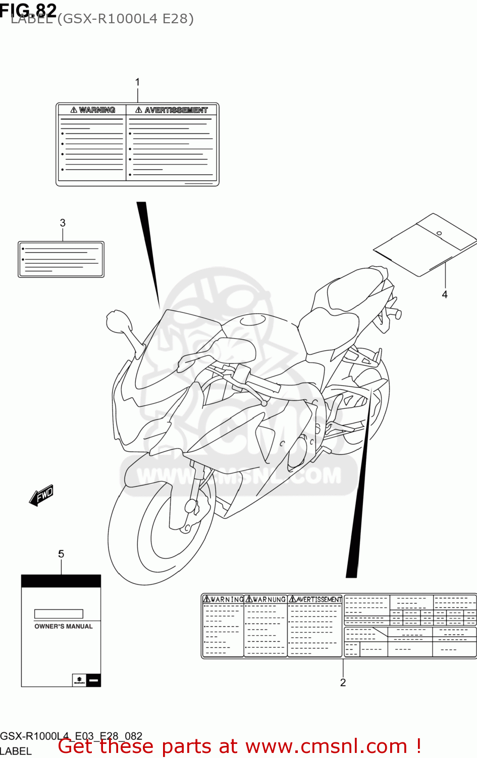 LABEL (GSX-R1000L4 E28) GSXR1000 2014 (L4) USA (E03)