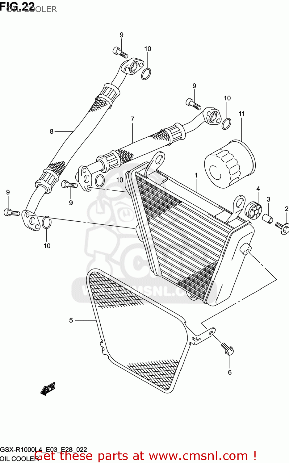 OIL COOLER GSXR1000 2014 (L4) USA (E03)
