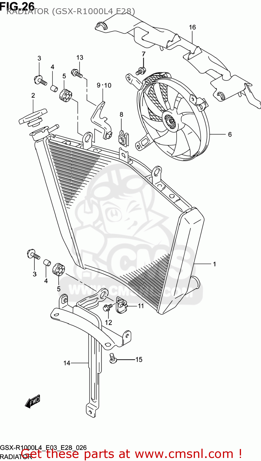 RADIATOR (GSX-R1000L4 E28) GSXR1000 2014 (L4) USA (E03)