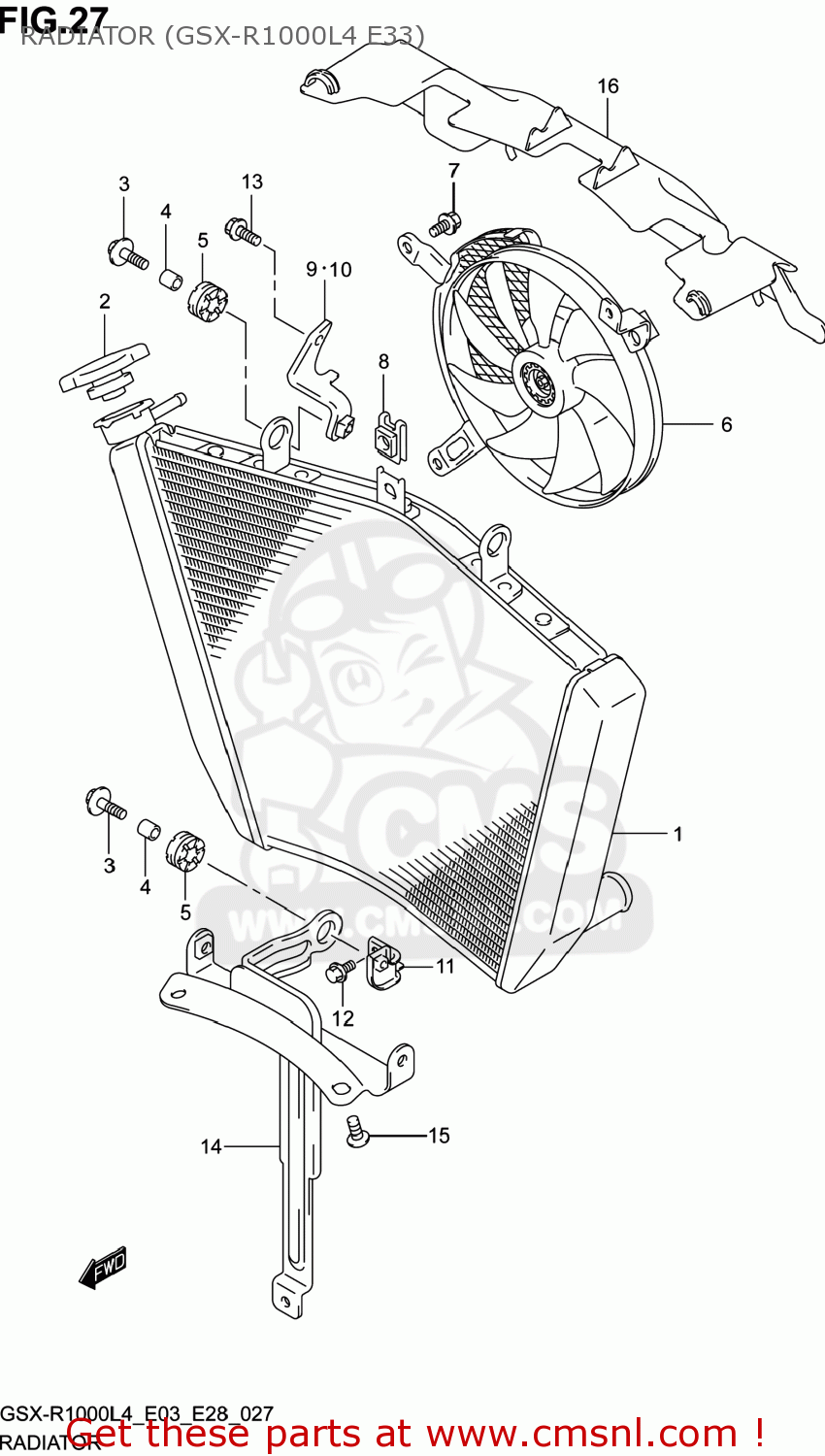 RADIATOR (GSX-R1000L4 E33) GSXR1000 2014 (L4) USA (E03)