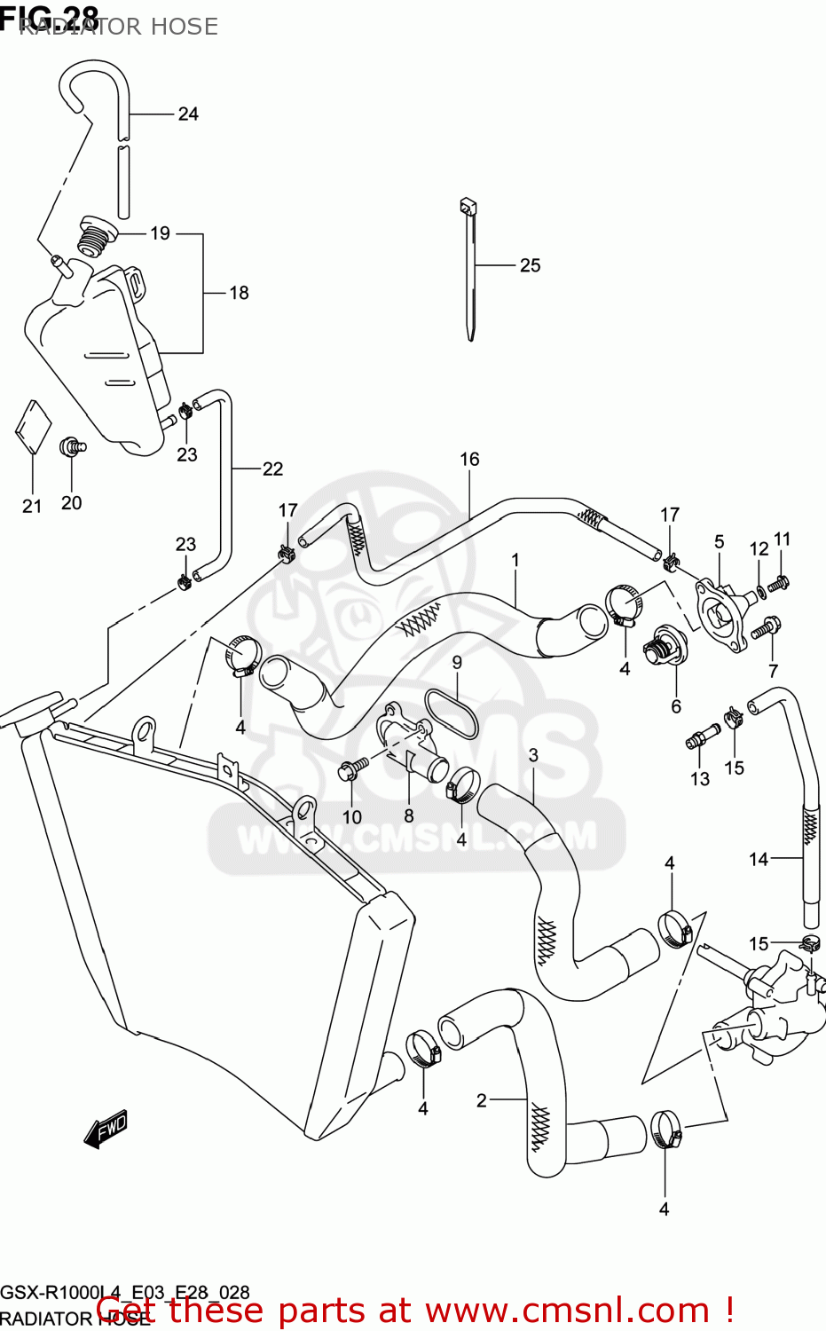 RADIATOR HOSE GSXR1000 2014 (L4) USA (E03)