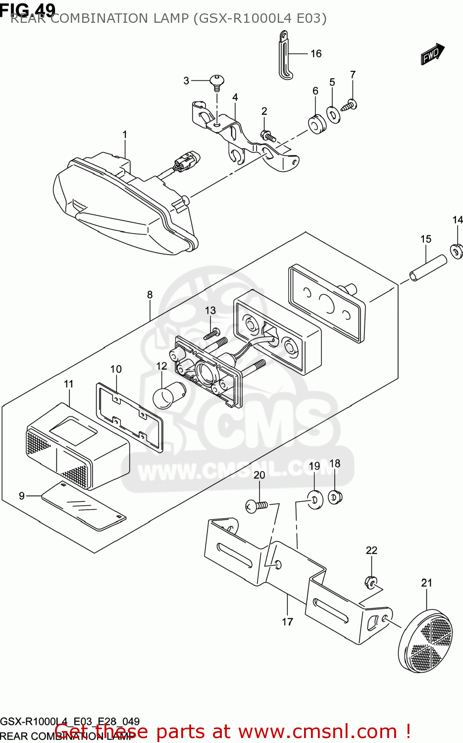 REAR COMBINATION LAMP (GSX-R1000L4 E03) GSXR1000 2014 (L4) USA (E03)