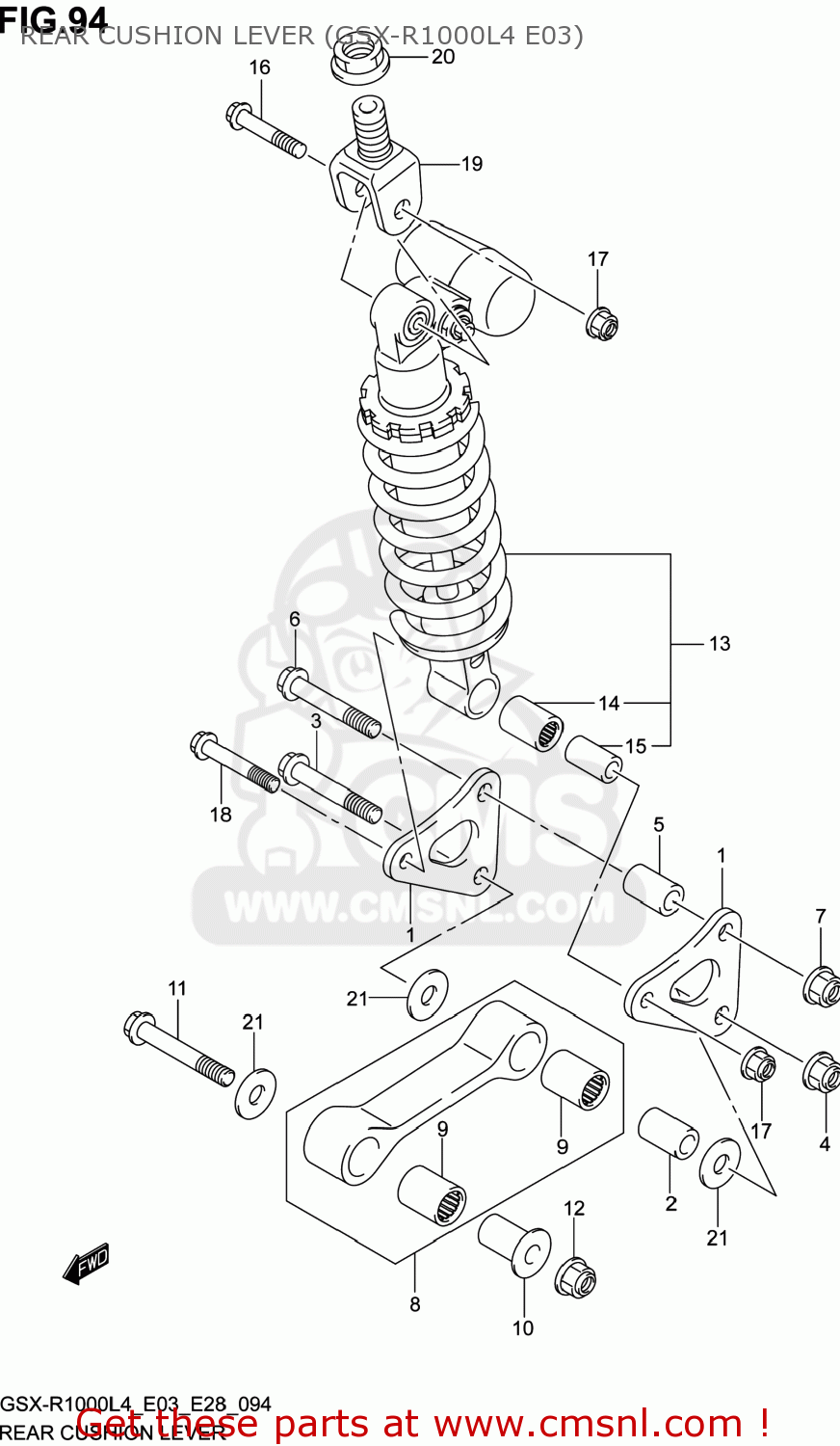 REAR CUSHION LEVER (GSX-R1000L4 E03) GSXR1000 2014 (L4) USA (E03)