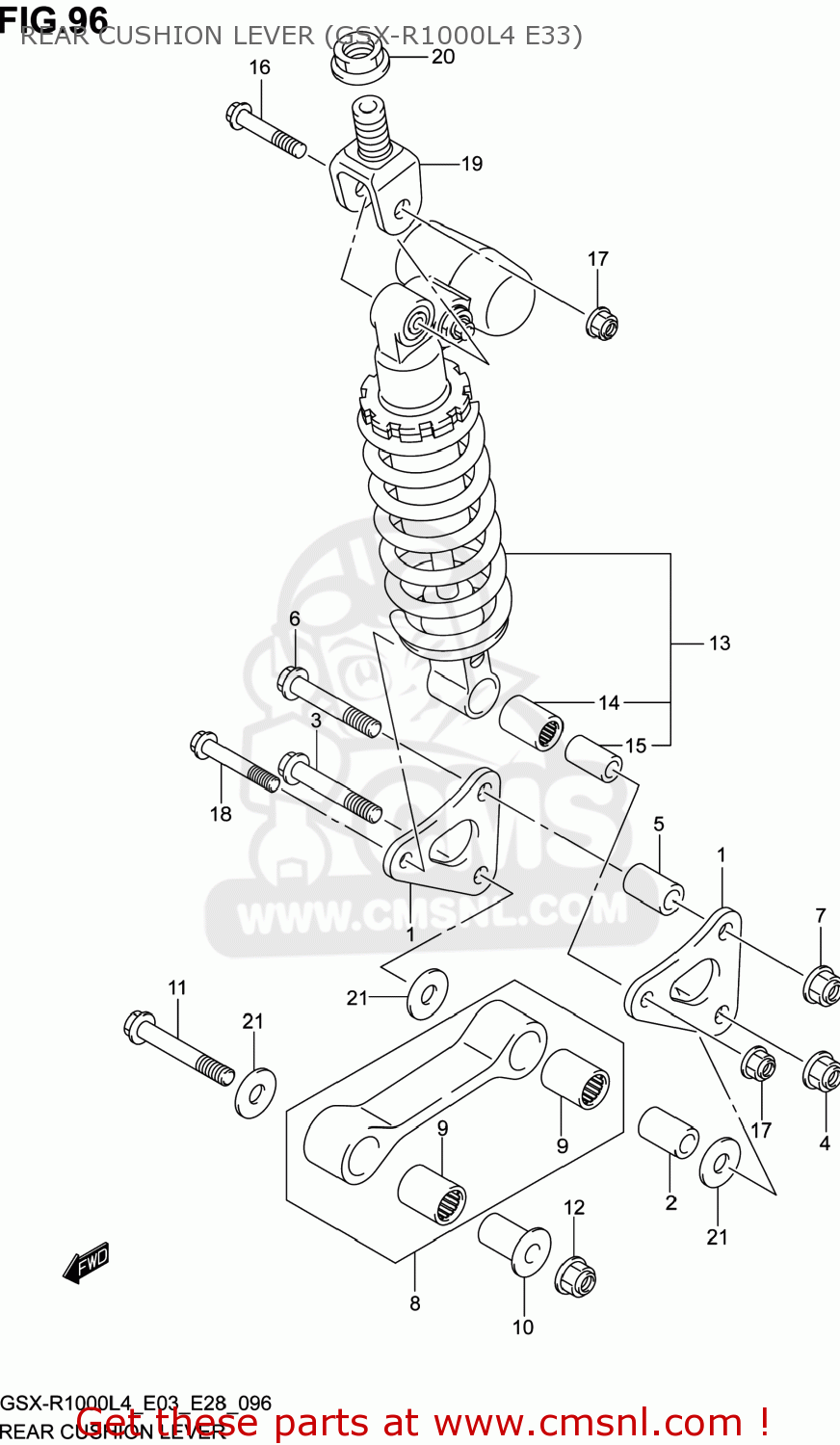 REAR CUSHION LEVER (GSX-R1000L4 E33) GSXR1000 2014 (L4) USA (E03)