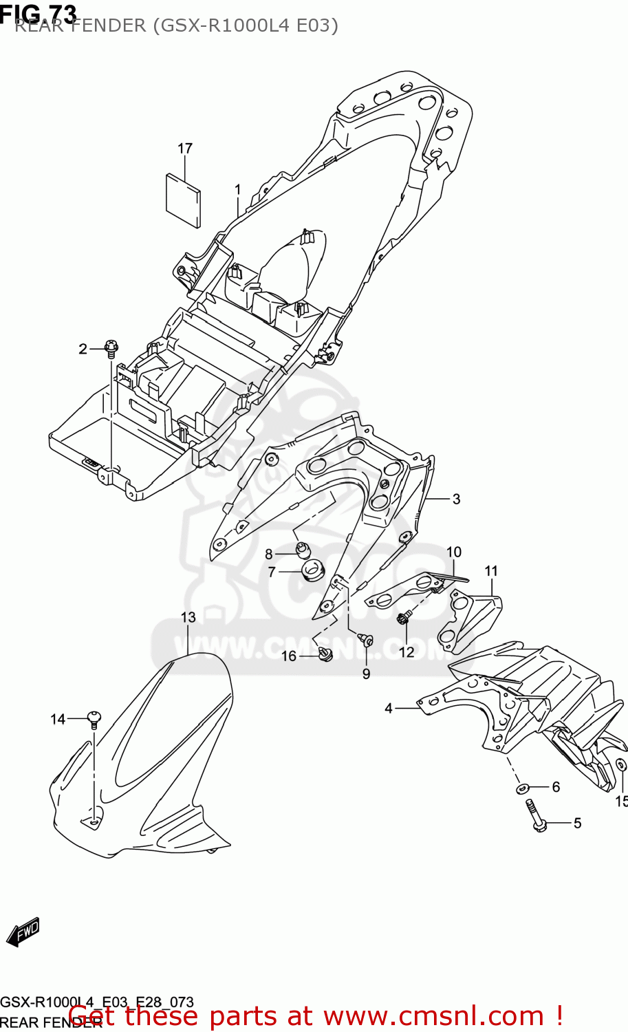 REAR FENDER (GSX-R1000L4 E03) GSXR1000 2014 (L4) USA (E03)