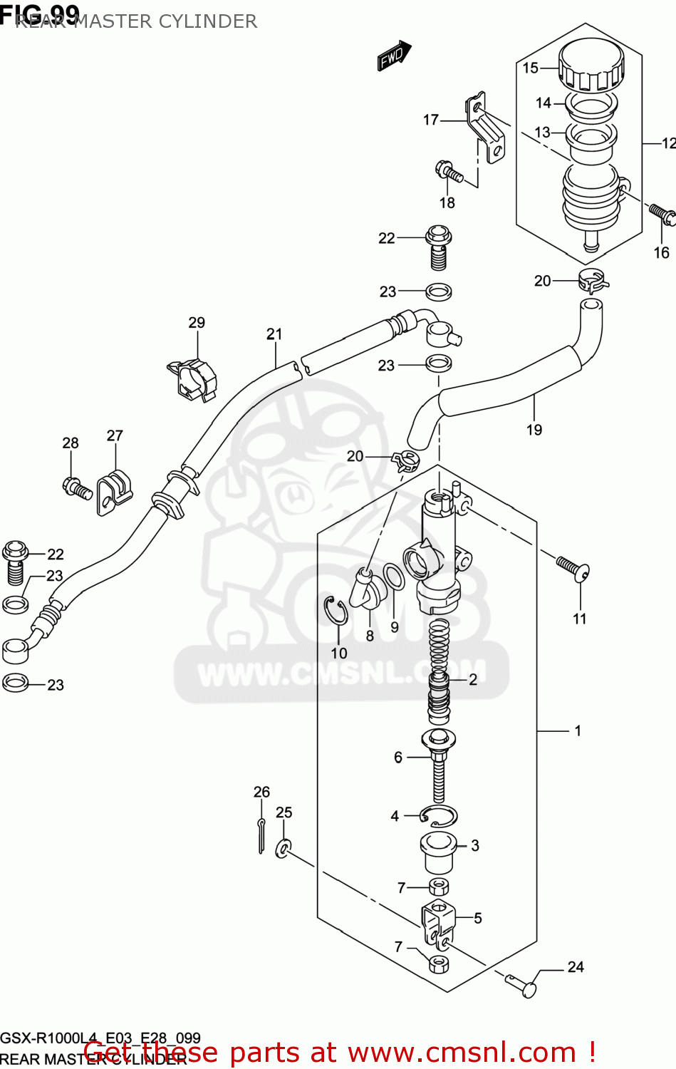 REAR MASTER CYLINDER GSXR1000 2014 (L4) USA (E03)