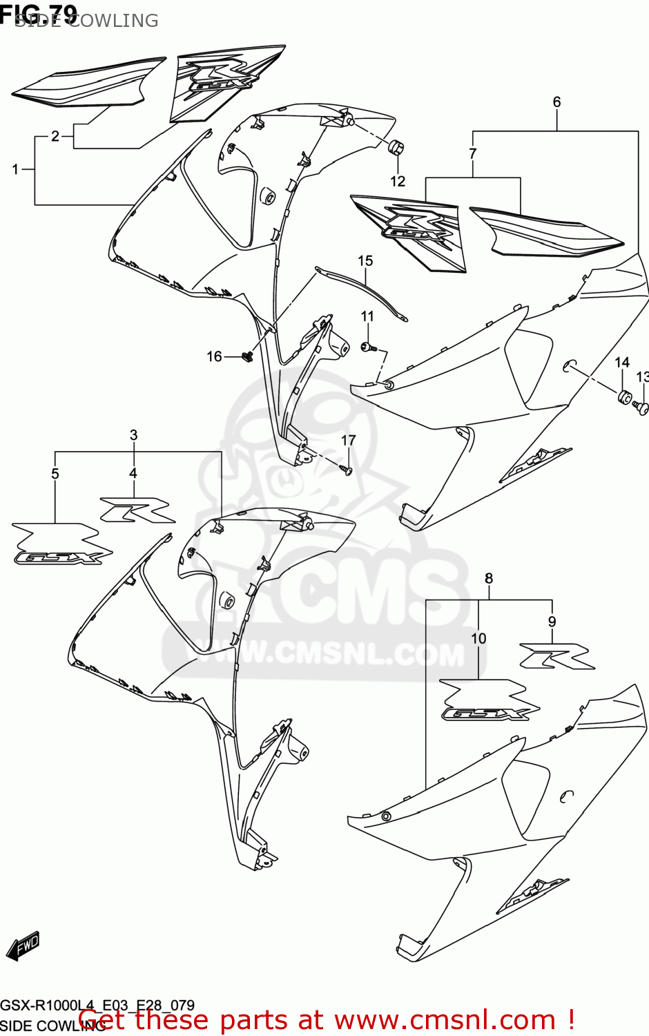 SIDE COWLING GSXR1000 2014 (L4) USA (E03)