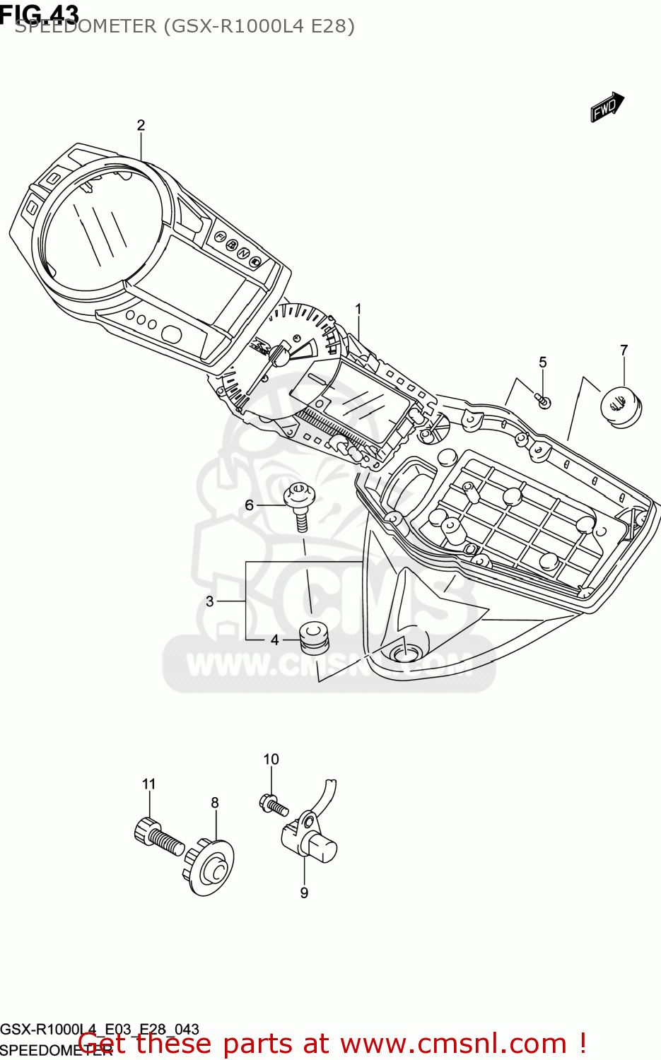 SPEEDOMETER (GSX-R1000L4 E28) GSXR1000 2014 (L4) USA (E03)