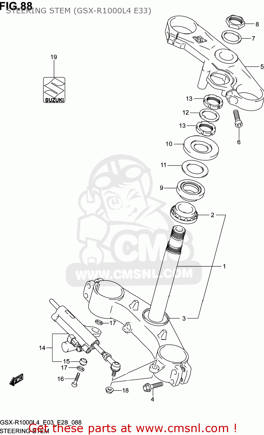 STEERING STEM (GSX-R1000L4 E33) GSXR1000 2014 (L4) USA (E03)