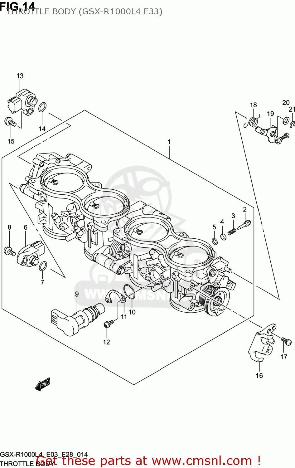 THROTTLE BODY (GSX-R1000L4 E33) GSXR1000 2014 (L4) USA (E03)