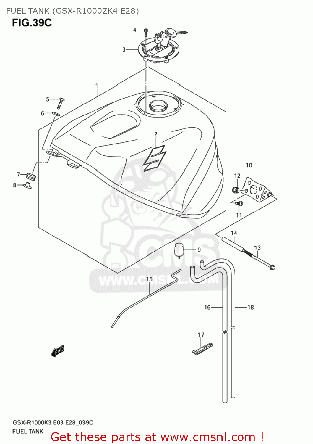 FUEL TANK (GSX-R1000ZK4 E28) GSXR1000Z 2003 (K3) USA (E03)