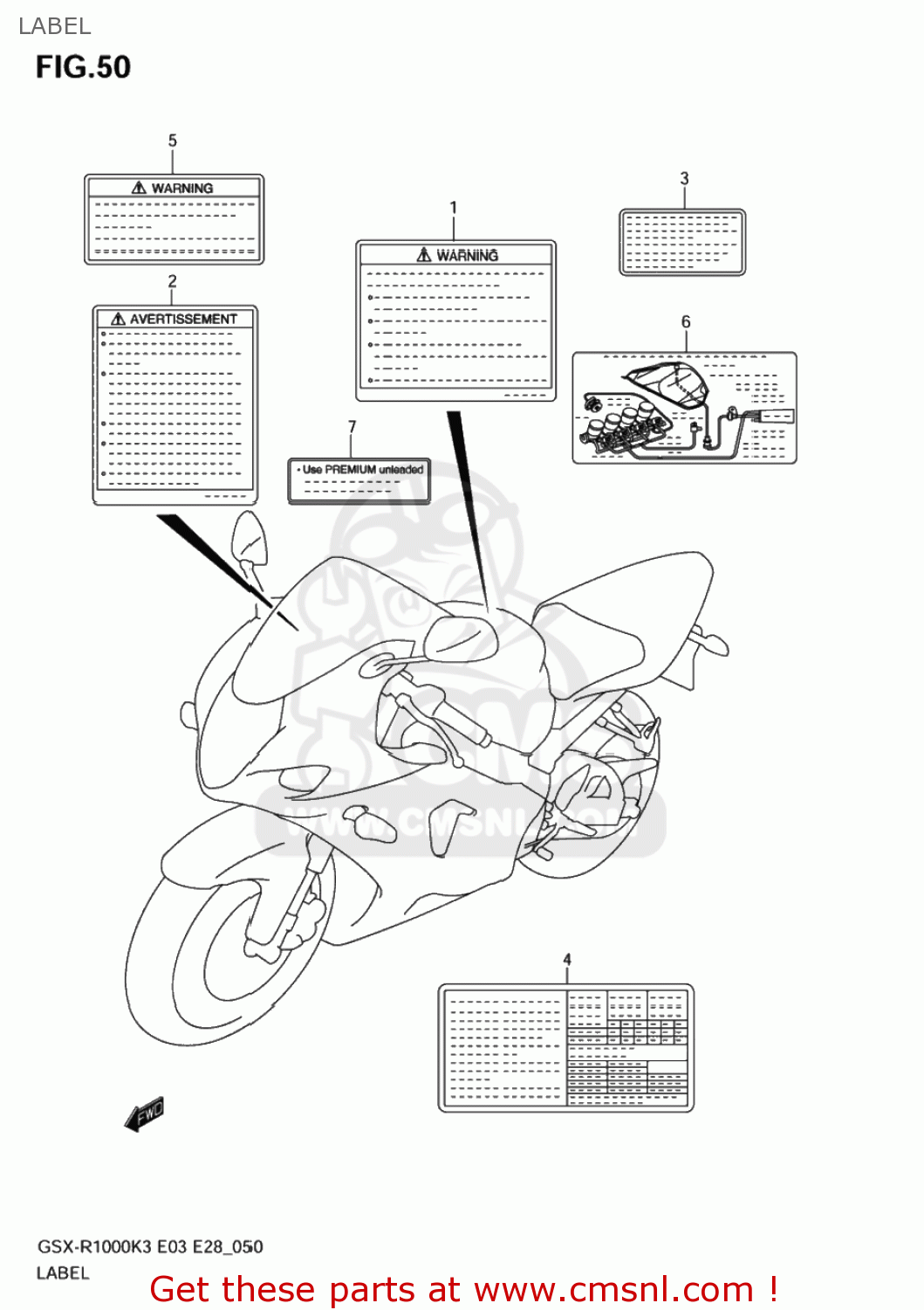 LABEL GSXR1000Z 2003 (K3) USA (E03)