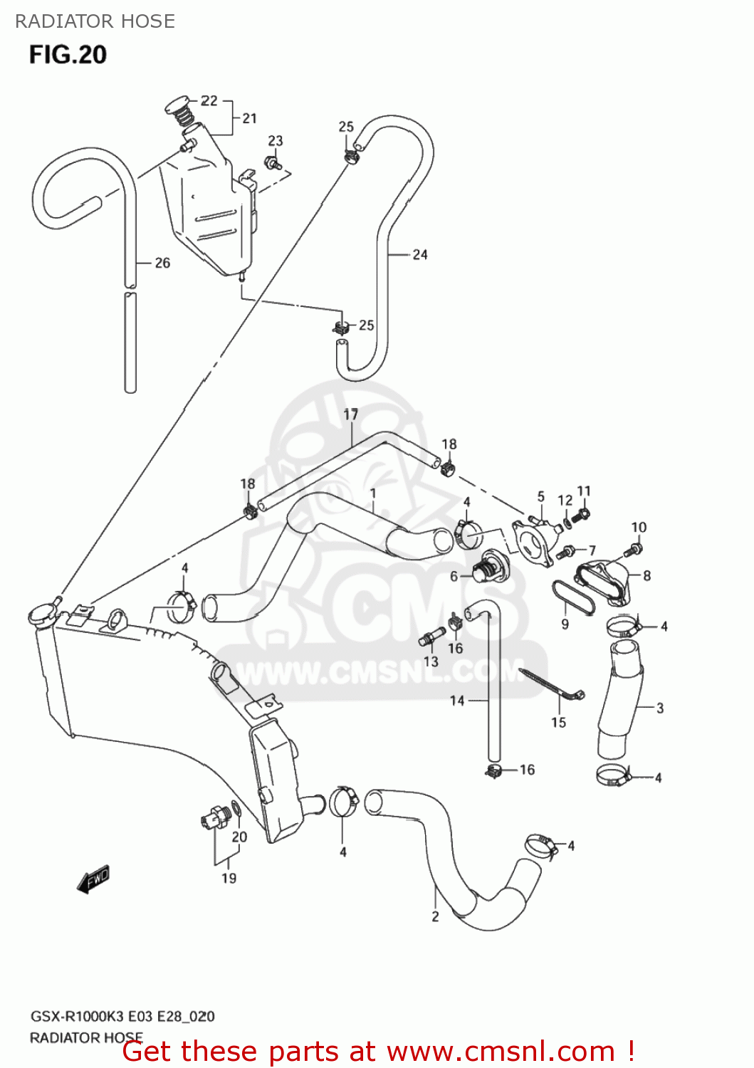 RADIATOR HOSE GSXR1000Z 2003 (K3) USA (E03)