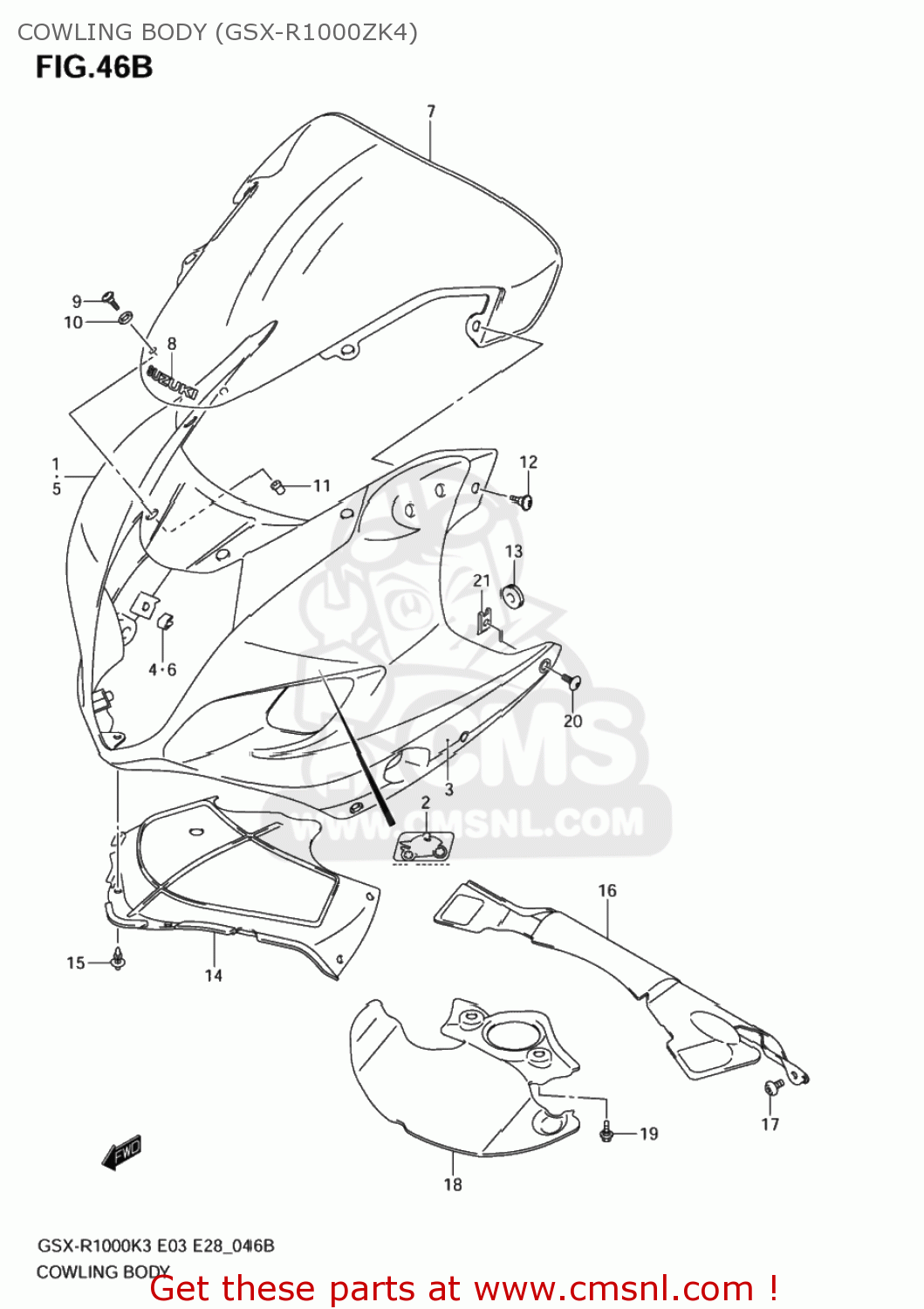 COWLING BODY (GSX-R1000ZK4) GSXR1000Z 2004 (K4) USA (E03)