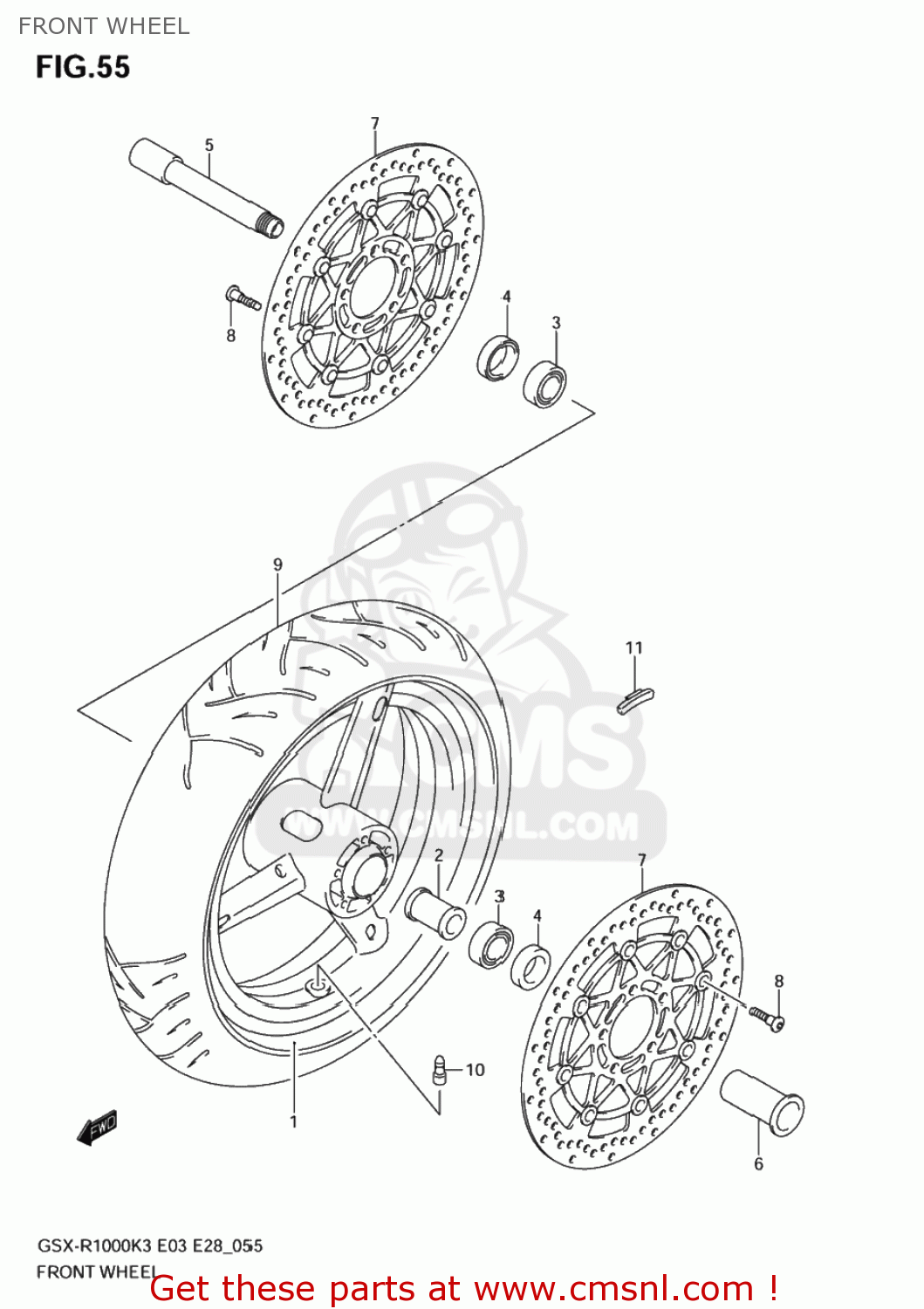 FRONT WHEEL GSXR1000Z 2004 (K4) USA (E03)