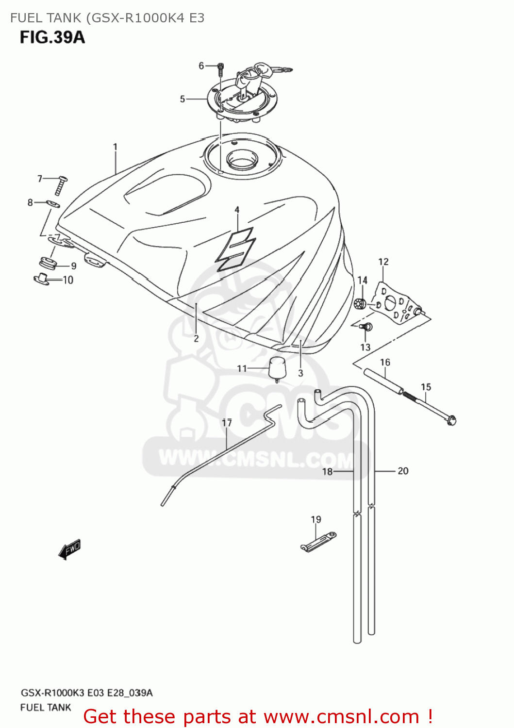 FUEL TANK (GSX-R1000K4 E3 GSXR1000Z 2004 (K4) USA (E03)