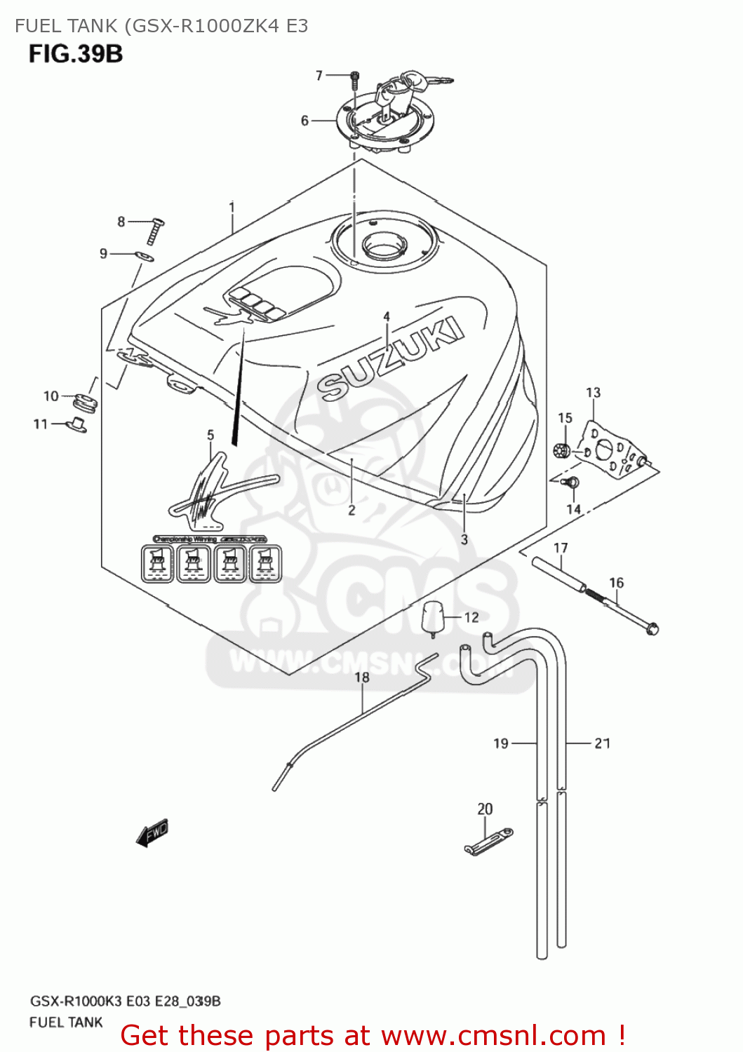 FUEL TANK (GSX-R1000ZK4 E3 GSXR1000Z 2004 (K4) USA (E03)