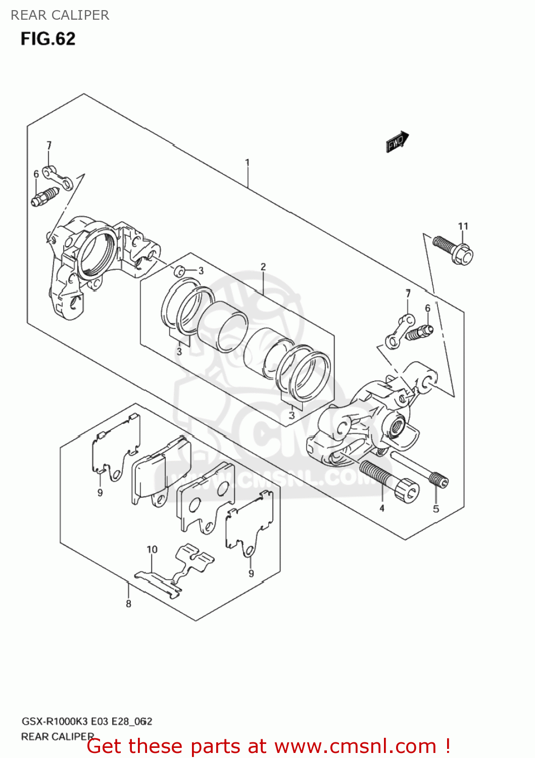 REAR CALIPER GSXR1000Z 2004 (K4) USA (E03)