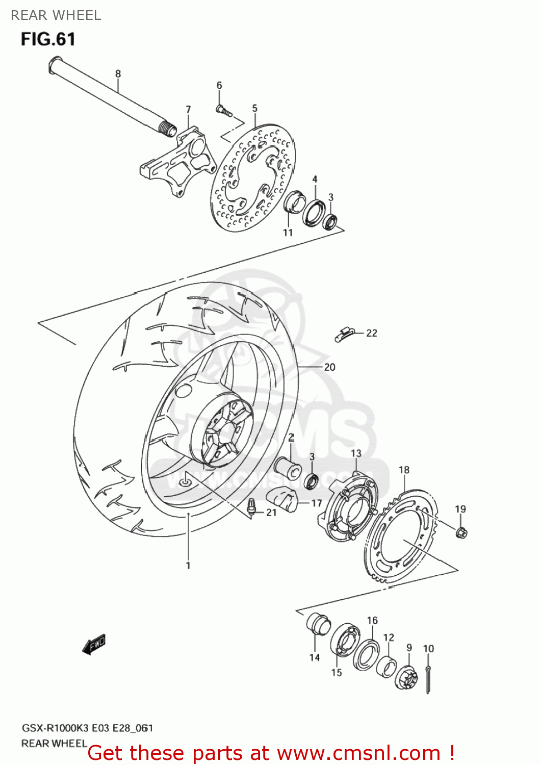 REAR WHEEL GSXR1000Z 2004 (K4) USA (E03)