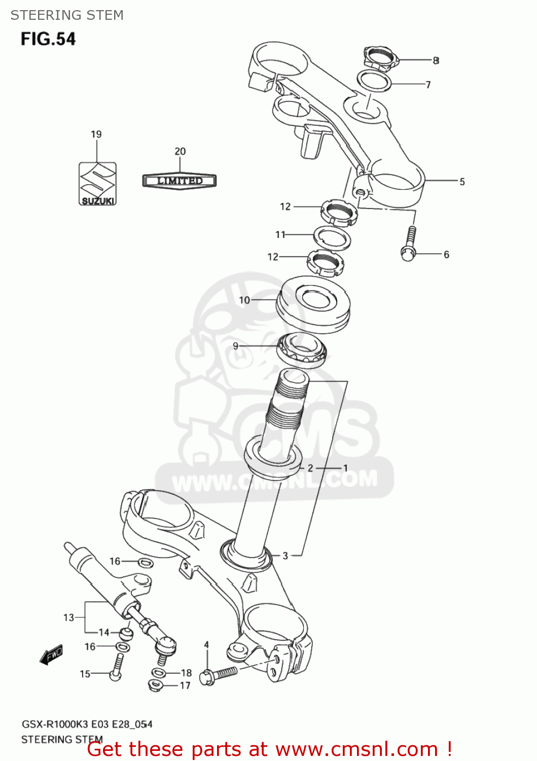 STEERING STEM GSXR1000Z 2004 (K4) USA (E03)