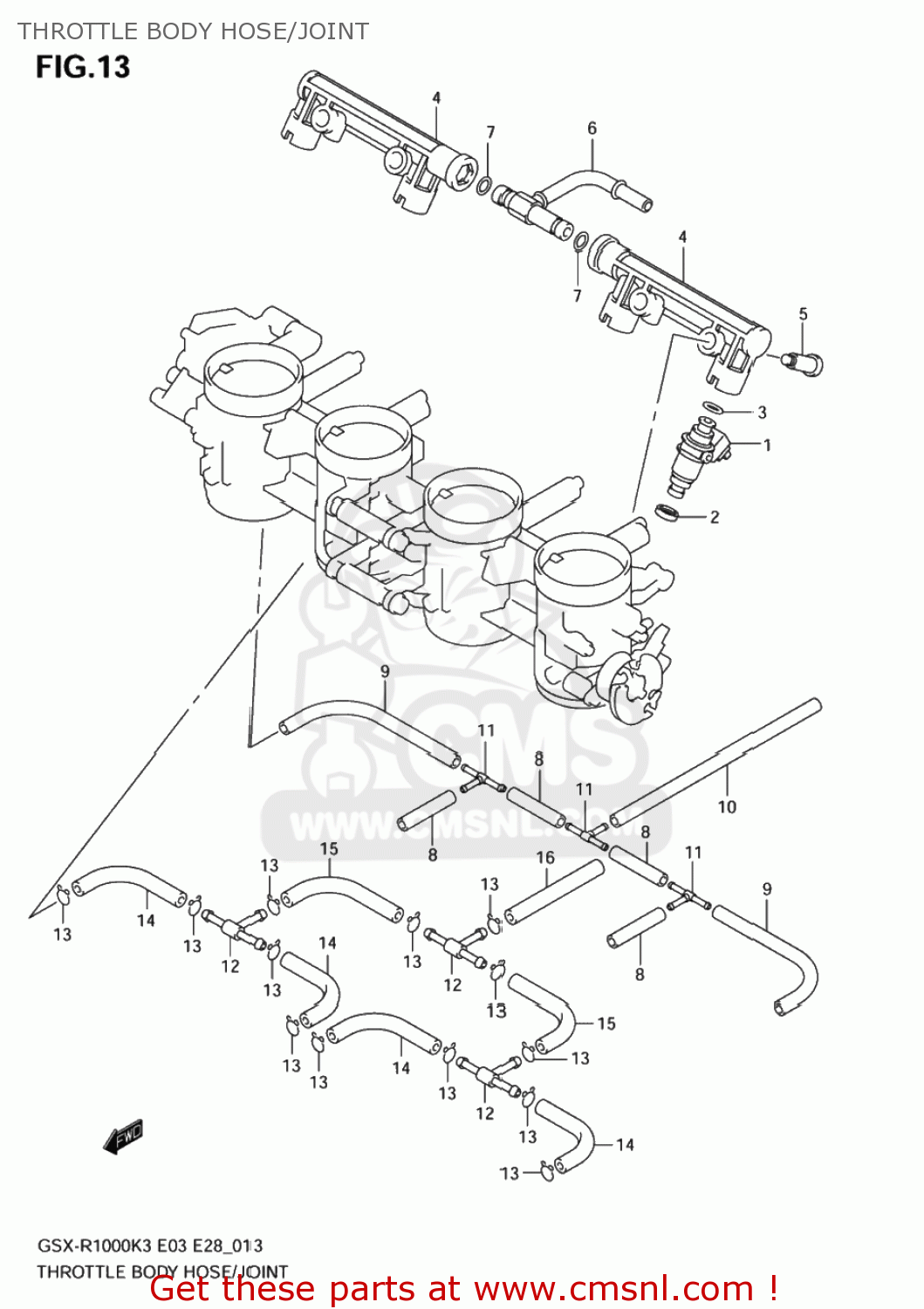 THROTTLE BODY HOSE/JOINT GSXR1000Z 2004 (K4) USA (E03)